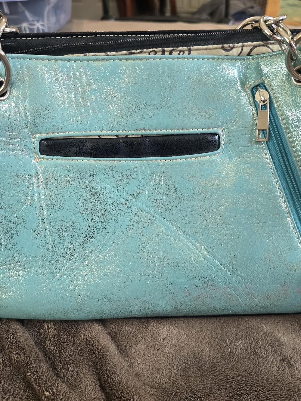Pirate Turquoise Skull and Crossbones Bling Embellished Women’s Handbag - Picture 3 of 15